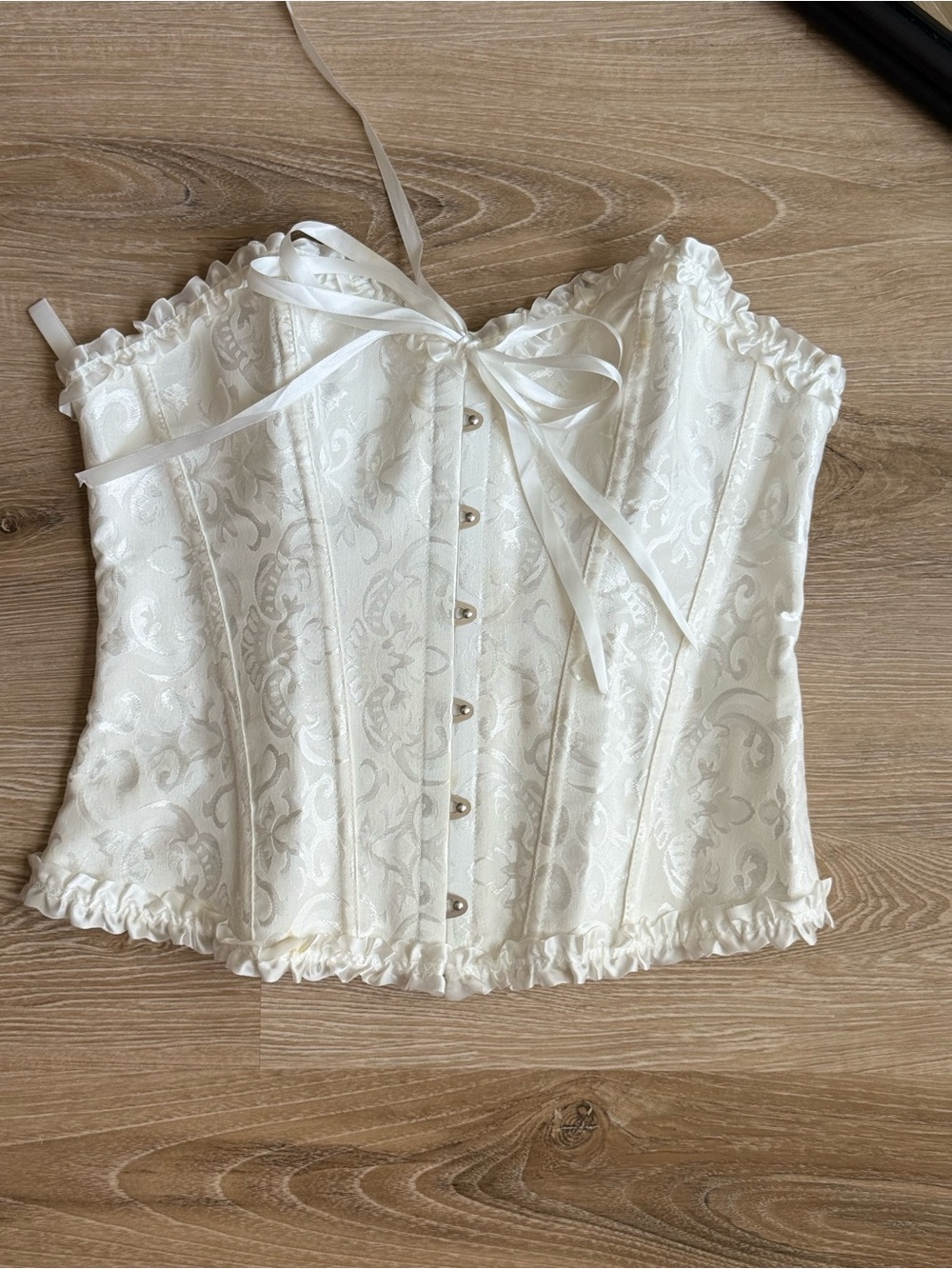 Amazon White Brocade Corset Top